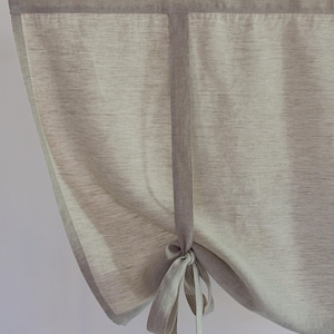 Linen Tie-Up Valance Curtain: European White Linen, Country Cottage Style