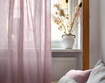 Dreamy Pink Linen Canopy Curtains for King Bed