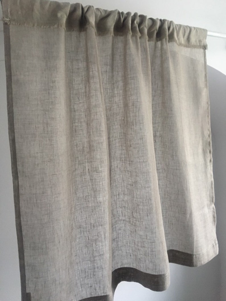 Rustic Linen Cafe Curtains Pair Cafe Curtains Linen Kitchen Etsy
