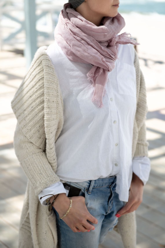 Pink 2024 linen scarf