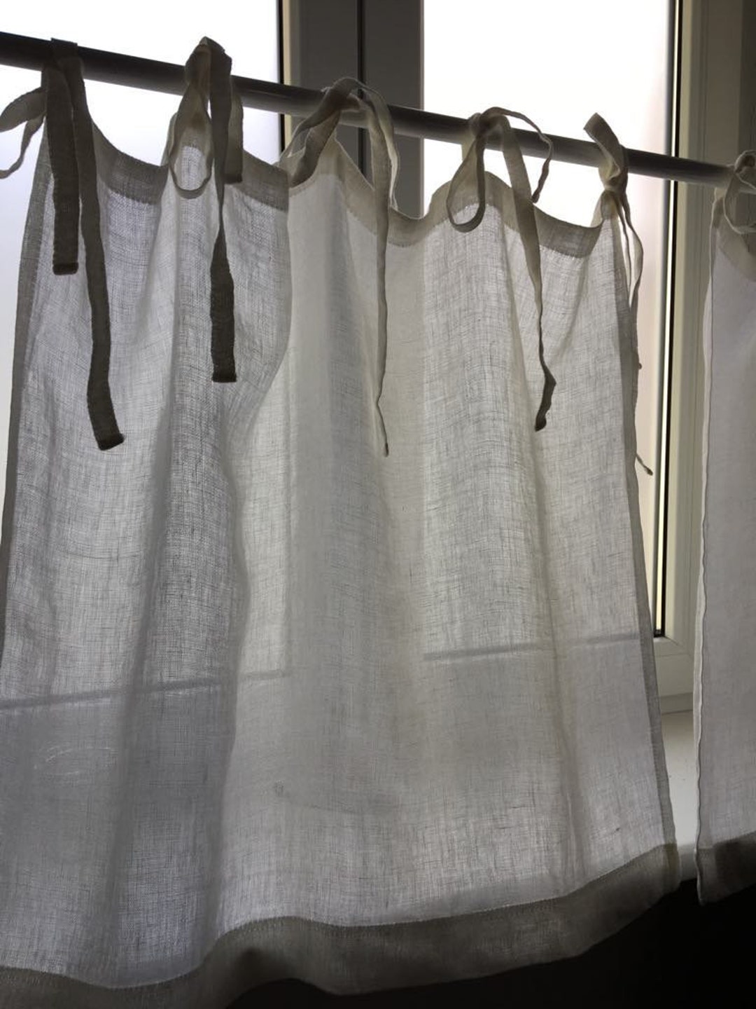 Cafe Curtains, Linen Cafe Curtains, Ivory Kitchen Curtains, Sheer Linen