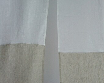 Ivory Linen Noren in Two Colors, Burlap Closet Curtain, Two Colors Room Divider, Japanese Linen Noren Curtain, Japanese Door Curtain