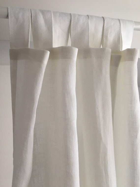 White Linen Curtain Tab Top Linen Curtain Panel White Linen
