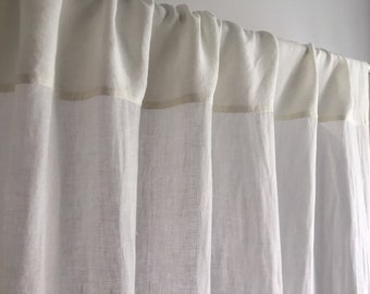 Ivory Sheer Linen Curtains, Rod Pocket Curtain, Off White Linen Curtain Panel, Custom Linen Ethereal Window Panel to Living Room, Curtains