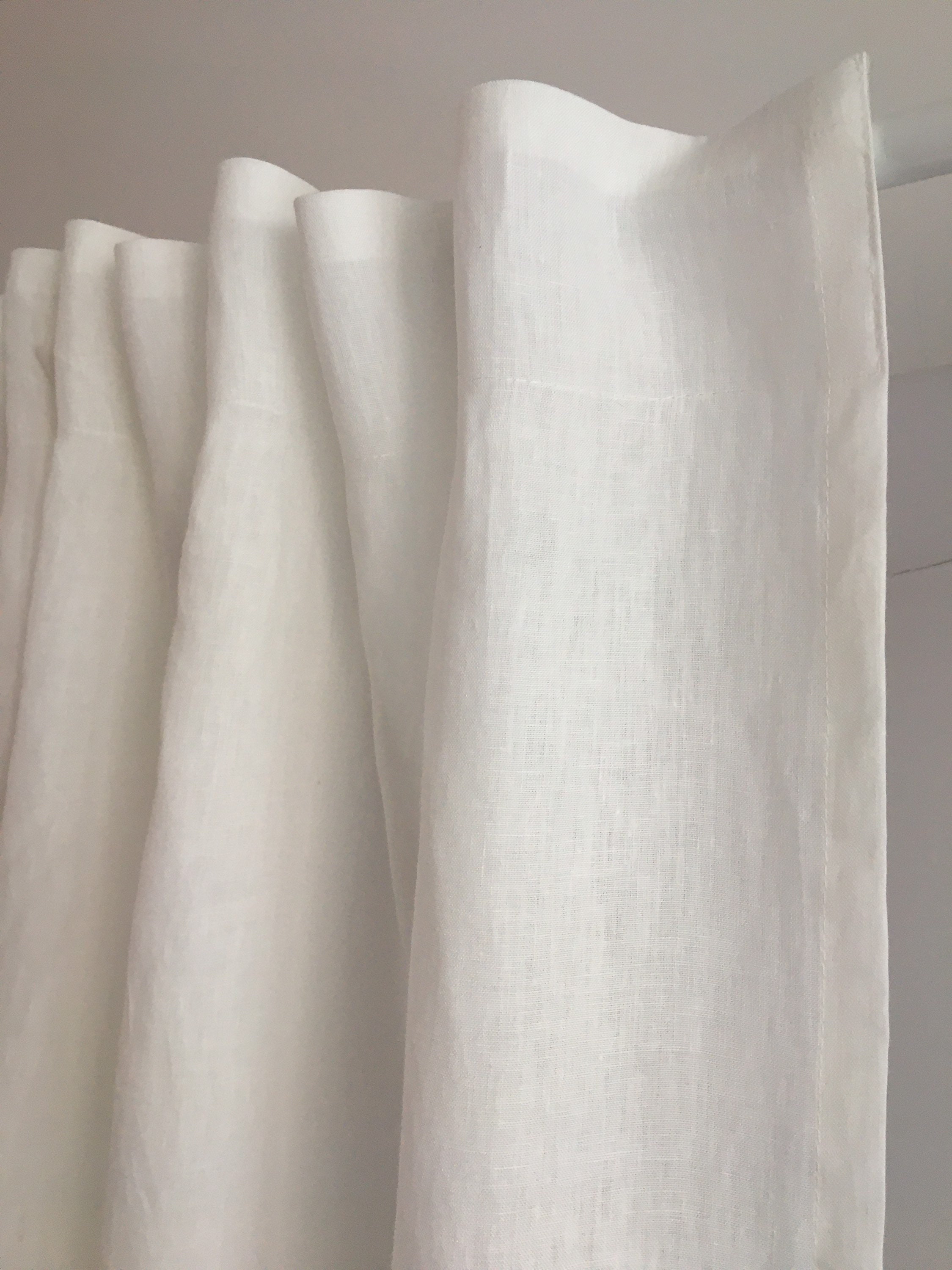 Tan Color Linen Drapes With Trim Tape, Heavy Linen Curtains 