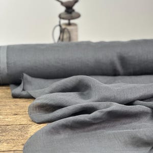 Grey Linen Curtain Fabric By The Yard: Lightweight Sheer Weave