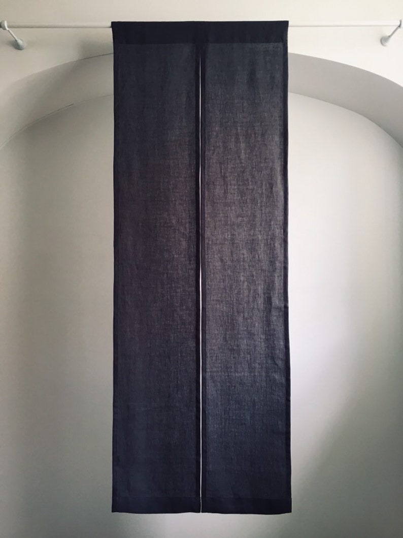 Linen Noren in Dark Color, Door Curtain in Simple Style, Linen Japan Noren, Doorway Curtain Made From Linen, Navy Noren Curtain, image 7