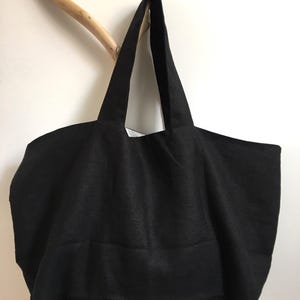 Black Linen Tote Bag: Oversized Tyvek Beach Shopper