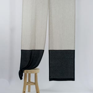 Japanese Linen Noren, Linen Noren Curtain, Double Color Room Divider, Linen Door Curtain in Double Color, Burlap Doorway Curtain, Noren