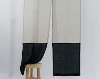 Japanese Linen Noren, Linen Noren Curtain, Double Color Room Divider, Linen Door Curtain in Double Color, Burlap Doorway Curtain, Noren