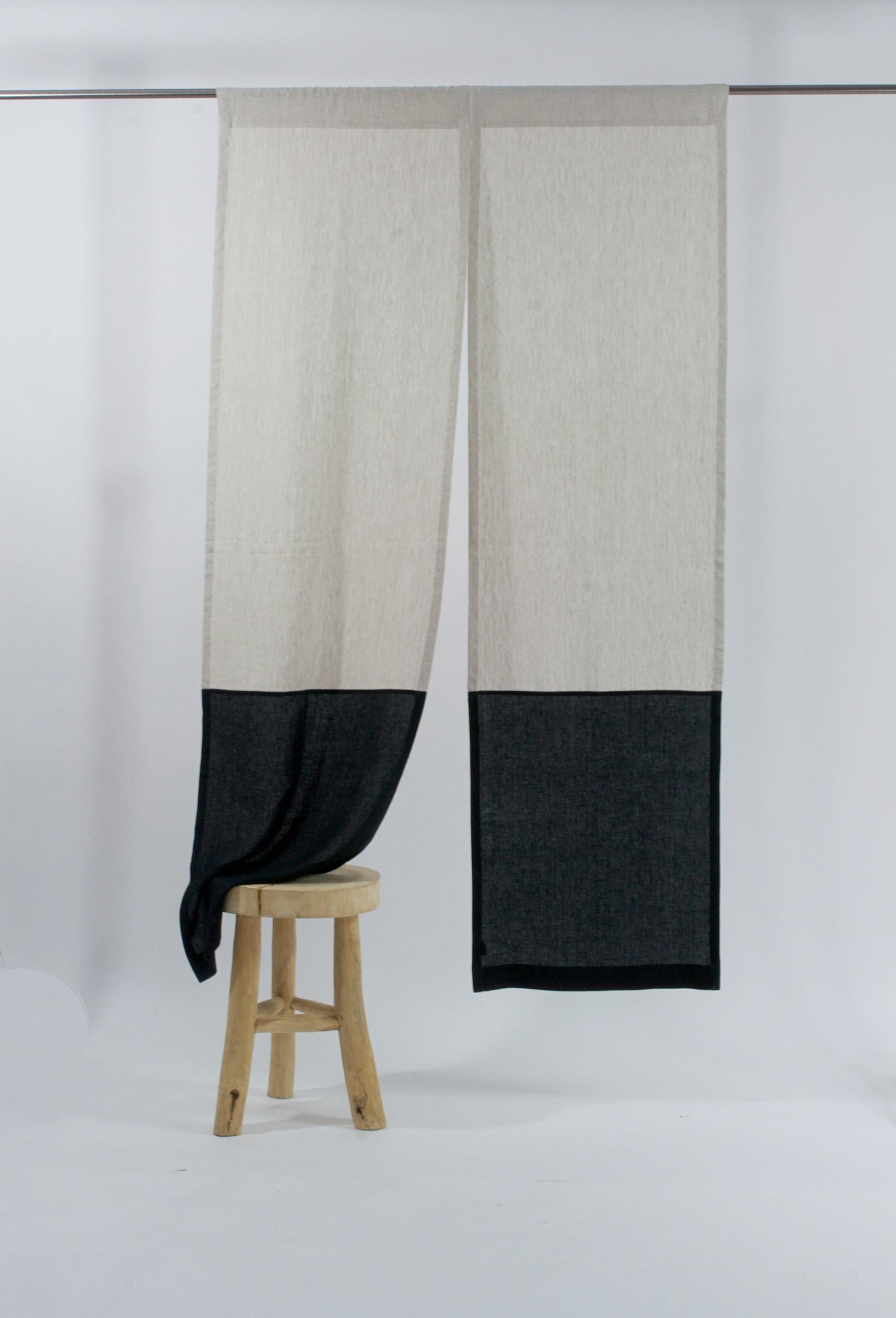 Japanese Linen Noren, Linen Noren Curtain, Double Color Room