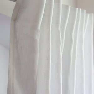 Rideau en lin blanc, rideau de panneau de lin de fenêtre, ruban de titre multifonctionnel de rideaux de lin, rideaux de fenêtre en lin blanc personnalisés, panneau de lin image 1