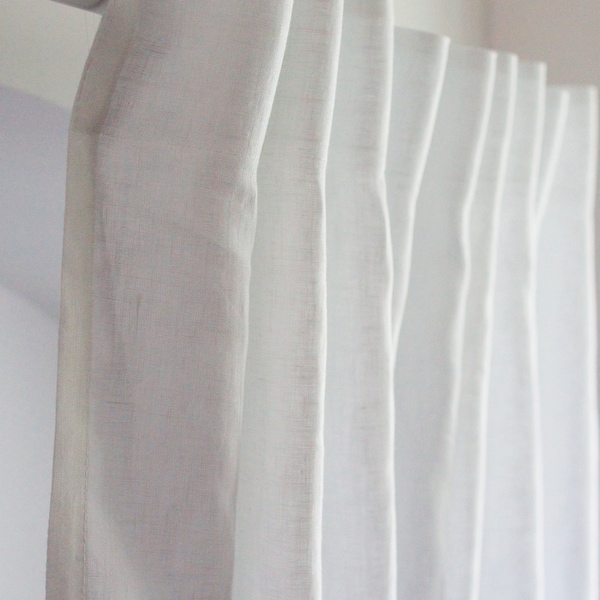 Rideau en lin blanc, rideau de panneau de lin de fenêtre, ruban de titre multifonctionnel de rideaux de lin, rideaux de fenêtre en lin blanc personnalisés, panneau de lin