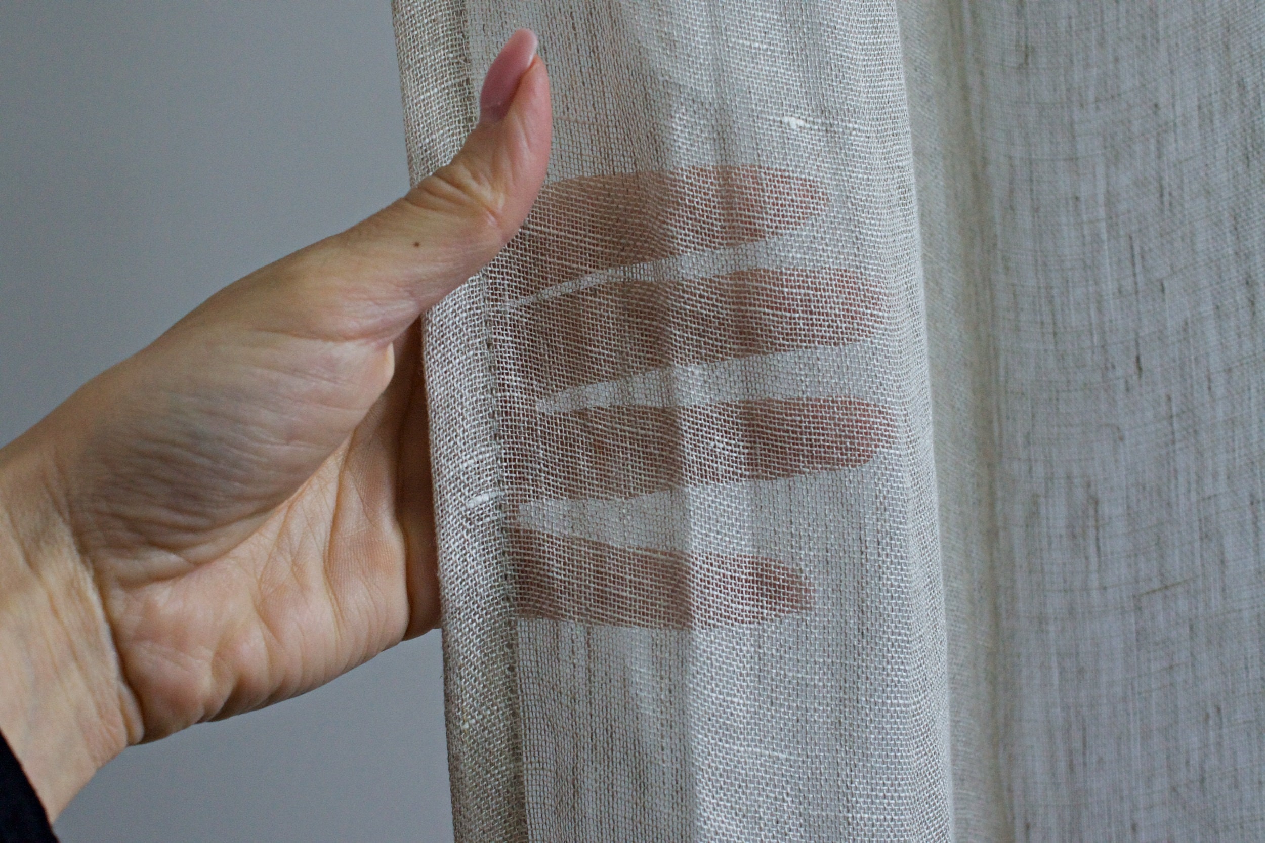 Oatmeal Sheer Linen Curtain Panel Beige Linen Curtain in | Etsy