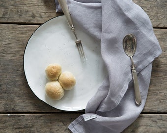 Grey Linen Napkins, Softened Rustic Dinner Napkins, Set of 2