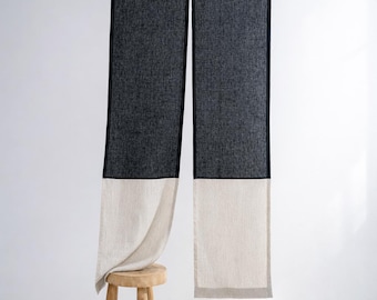 Dark Linen Noren Curtain: Two-Tone Japanese Room Divider