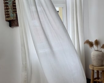 Ivory Linen Curtains, Cream Curtain Panel, Linen Curtains With Multi-Functional Heading Tape, Off White Linen Living Curtain Panel, Drape