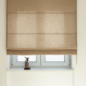 Custom Linen Roman Blind: Heavy Natural Fabric Window Shade