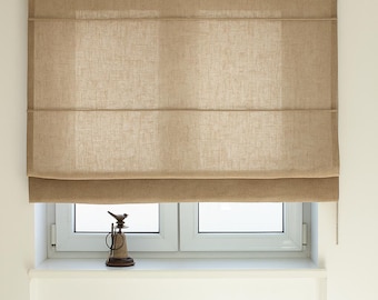 Custom Leinen Raffrollo: Schwerer Naturstoff Fensterrollo