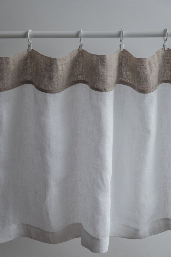 Linen Cafe Curtain White Linen Valance In Simple Style Sheer Etsy