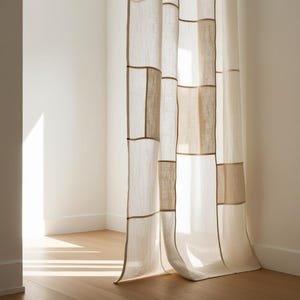 Pojagi Linen Curtain: Custom Natural Patchwork Korean Panel