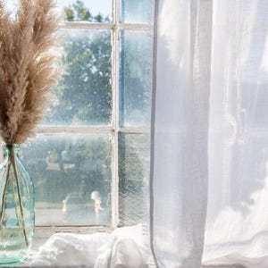 Linen Curtain Boho, Sheer Linen Curtain Panel, Living Room Curtain, Oatmeal Linen Panel, Boho Curtain Sheer, Window Scarf Sheer Linen Guaze