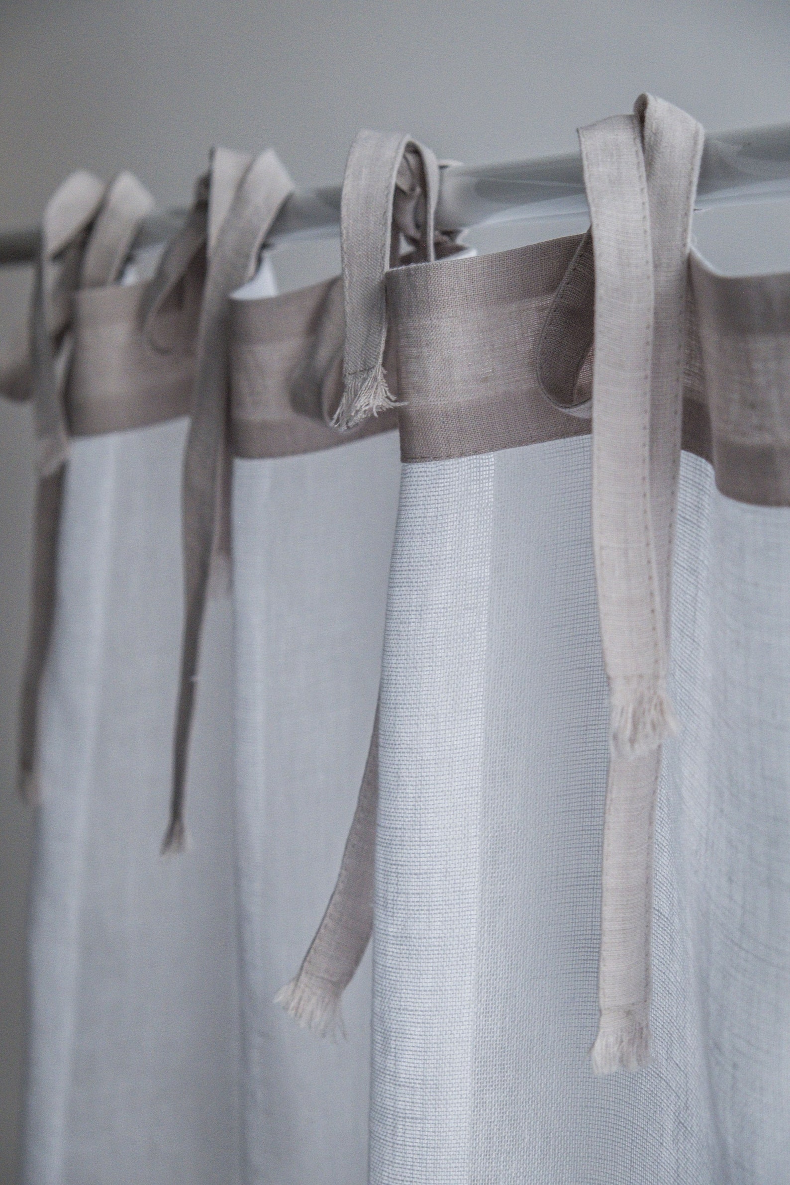 Cafe Curtains White Tie Top Cafe Window Cafe Bathroom Linen Etsy