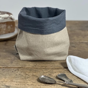 Handmade Linen Bread Basket: Rustic Table Decor, Storage Organizer
