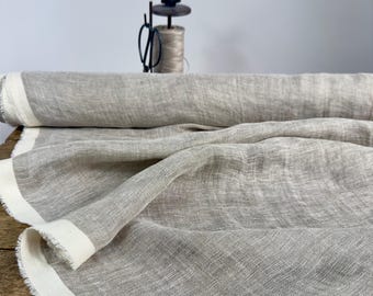 Beige Linen Fabric by Yard, Sheer Linen Fabric for Drape