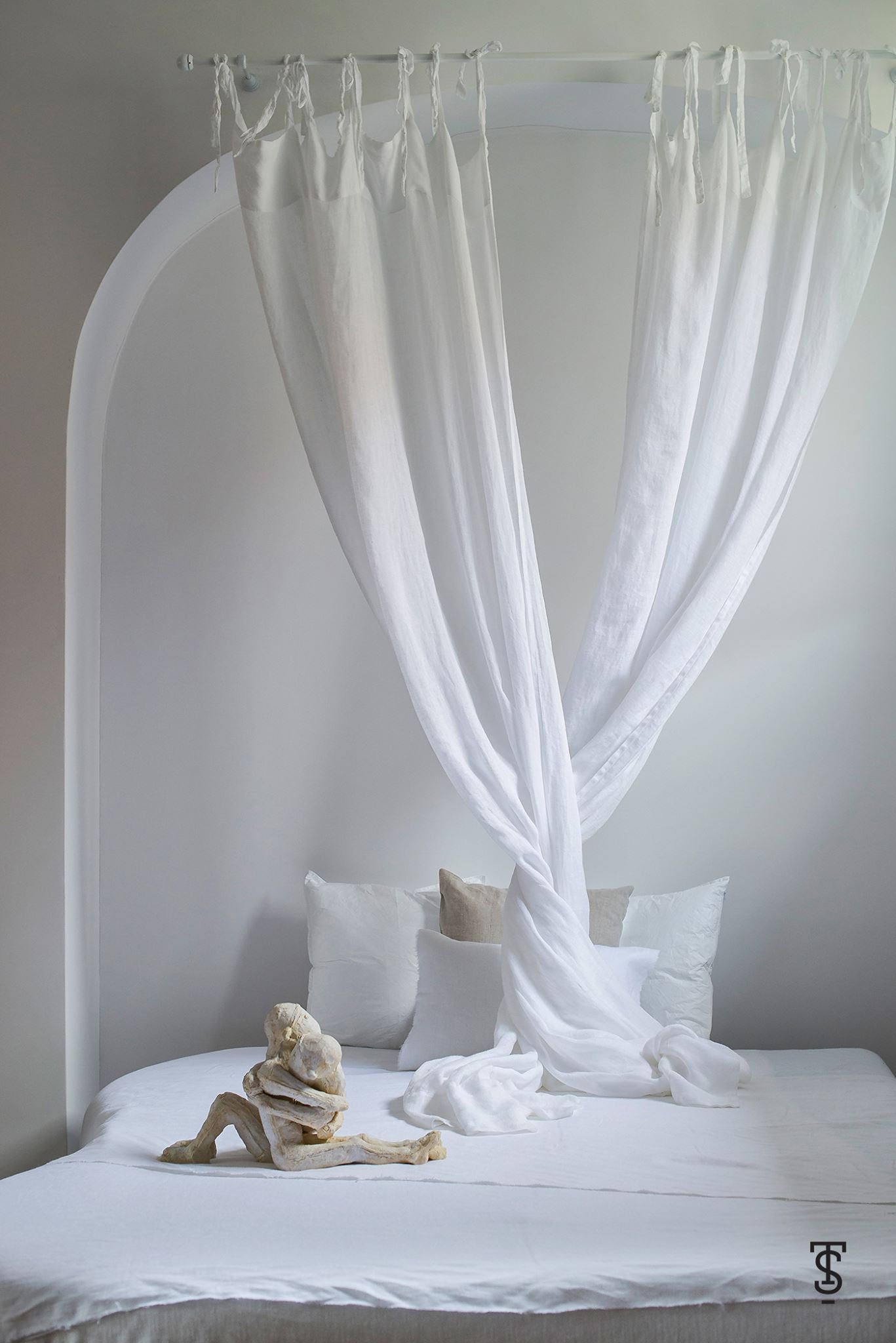 White Bed Canopy Linen Bed Canopy Canopy Bed Curtains Bed Etsy