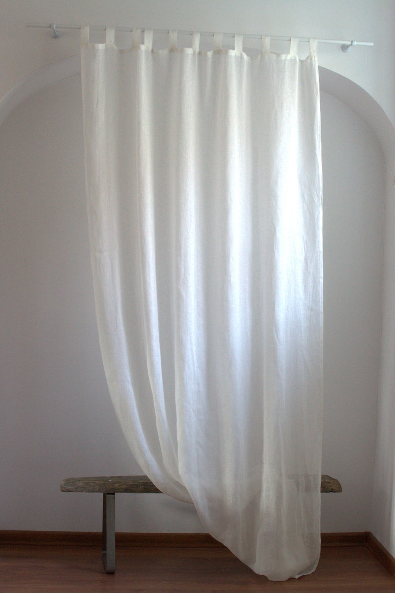Sheer Linen Curtains Tab Top Linen Curtain Off White Linen Etsy
