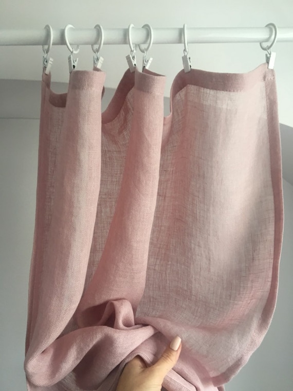 Completo tende con mantovana in puro Lino rosa -  Italia