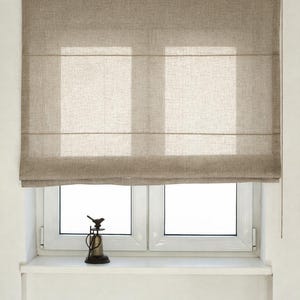 Custom Natural Linen Roman Shade: Sheer Muslin Blind, Made to Measure