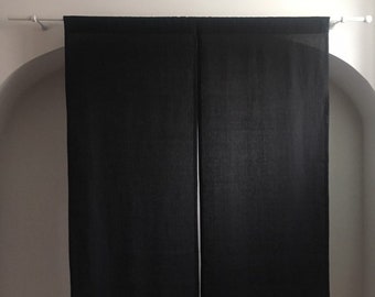 Dark Linen Noren, Black Room Divider, Japanese Sliding Panel Curtains, Linen Japanese Noren, Apartment Linen Room Divider, Closet Curtain