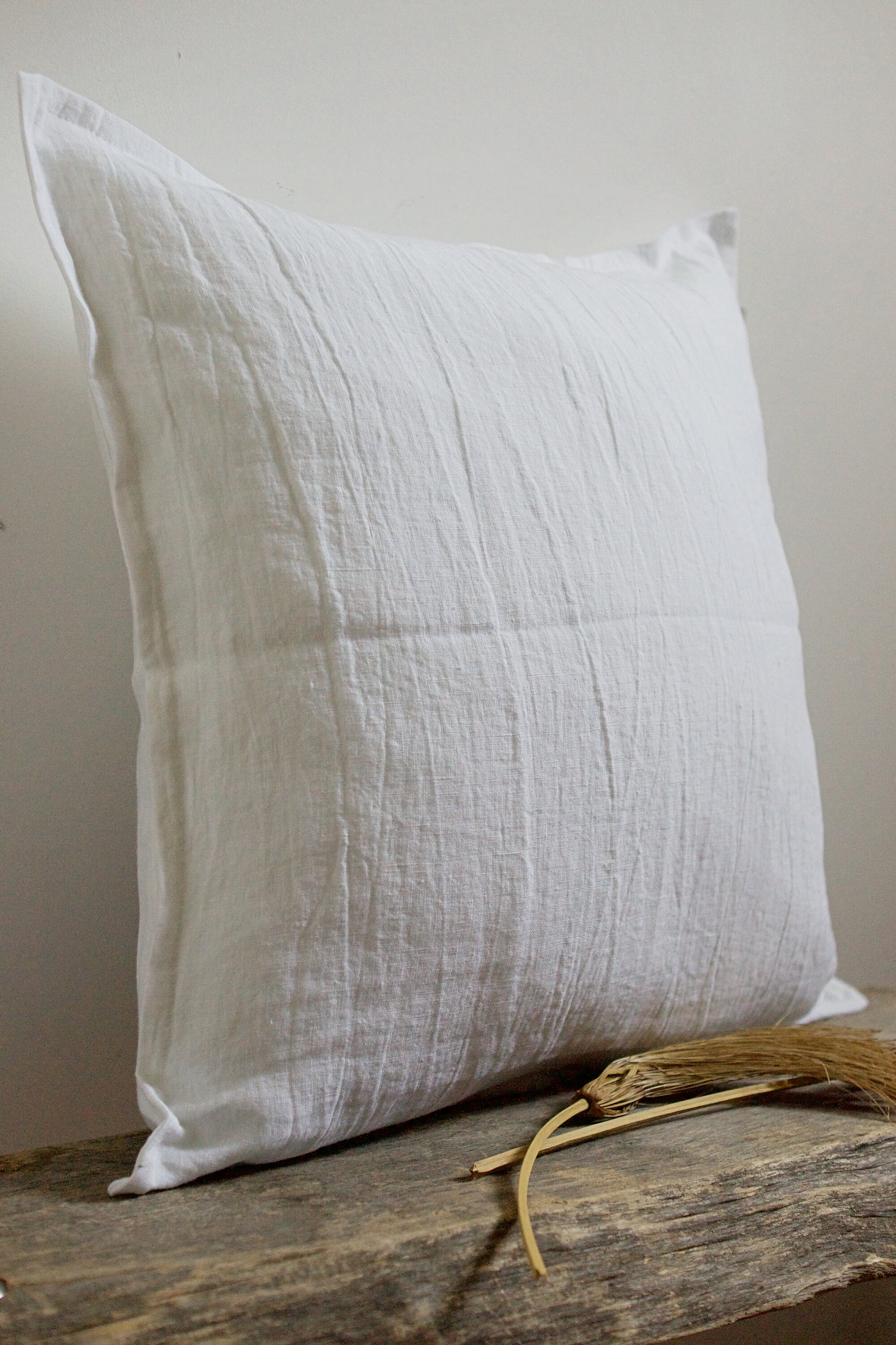 White Linen Pillow Cover in Rustic Style Stonewashed Linen Etsy