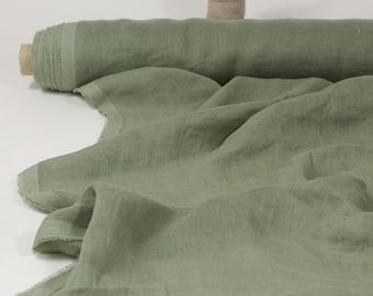 Soft Green Linen Fabric Yardage, Ideal for Sheer Drapery Projects