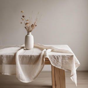Custom Linen Tablecloth, Softened Sheer Rectangle Table Cover, Rustic Wedding Tablecloth, Boho Table Decor, Boho Linen Tablecloth