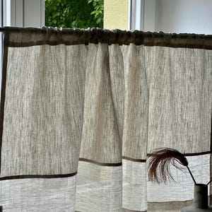 Cafe Curtain Linen in Oatmeal, Short Bathroom Curtain, Linen Kitchen Curtain, Rod Pocket Cafe Curtain, Sheer Kitchen Curtain, Cafe Curtains