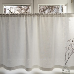 Ivory Linen Cafe Curtain: Semi Sheer Rod Pocket Panel