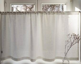 Ivory Linen Cafe Curtain: Semi Sheer Rod Pocket Panel