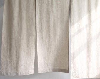 Linen Noren Curtain, Japanese Room Divider, Natural Burlap Screen