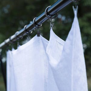 Sheer White Linen Panel Curtain with Clip-on Convenience, Sheer Linen Curtain, Clips Curtain, Living Room Sheer Curtains