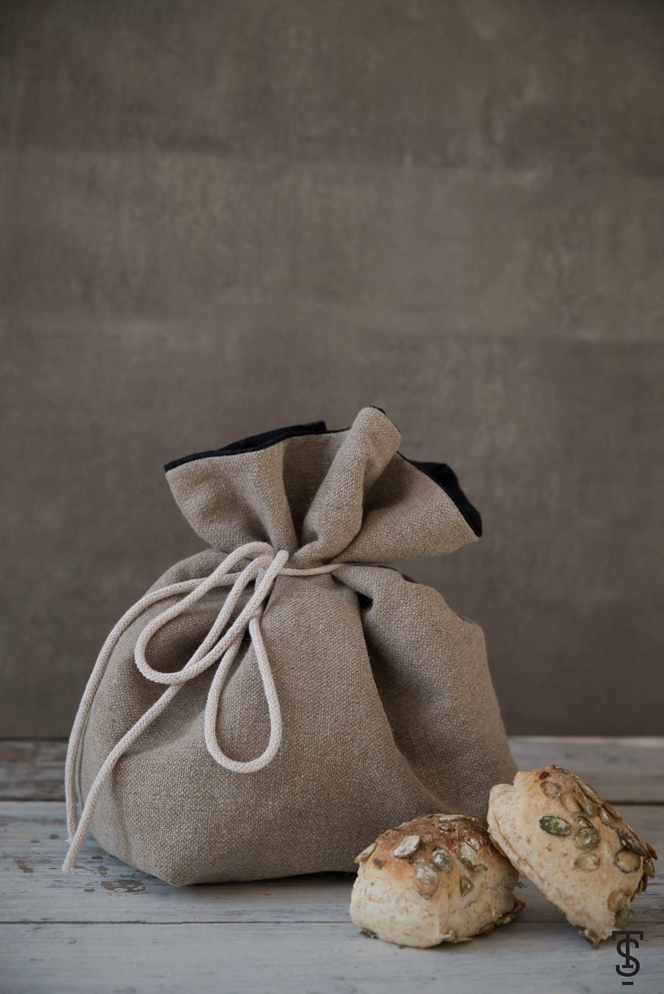 Linen Bread Bag in Rustic Style Burlap Bread Basket Rustic Etsy