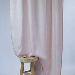 Rod Pocket Linen Curtain, Living Room Linen Panel, Pink Linen Window Panel, Pink Curtain Rod, Pink Curtains for Girls Room, Linen Curtain
