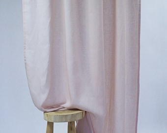 Light Pink Linen Curtain Panel - Rod Pocket Sheer Living Room Window Treatment