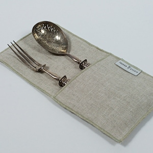 Linen Cutlery Pocket, Reusable Cutlery Pocket for Serving, Natural Linen Cutlery Case, Silverware Holder Pouch, Zero Waste Cutlery Pouch