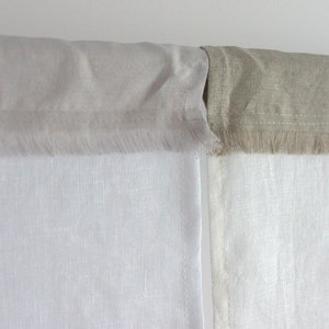 Linen Kitchen Curtains, Sheer Linen Cafe Curtains, White Grey Curtains for Kitchen, Sheer Linen Kitchen Curtains, Pair Linen Cafe Curtains