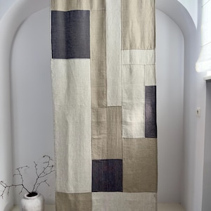 Linen Patchwork Pojagi Curtain: Korean Style Window Panel