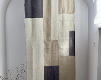 ポジャギリネンコットンカーテン、韓国パッチワーク、モダンなパターン