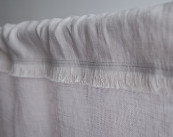 Gray Linen Kitchen Curtains, Pair Cafe Curtains in Gray Color, Farmhouse Kitchen Curtains, Sheer Linen Cafe Curtains, Shabby Chic Curtains